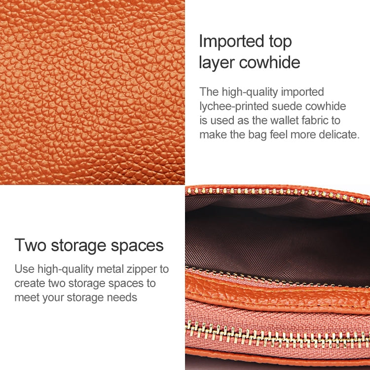 2001 Horizontal Square Litchi Texture Wallet Clutch Bag for Ladies, with Detachable Hand Strap & 6 Key Rings, Orange, Pink, Green, Yellow