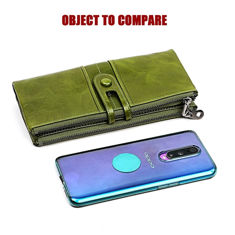 3520 Long Cowhide Leather Folding Anti-magnetic RFID Wallet for Ladies, with Card Slots, 3520 Green, 3520 Blue, 3520 Red, 3520 Yellowish-brown, 3520 Black, 3520 Coffee
