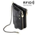 LT3533 Long Crazy Horse Texture Cowhide Leather Folding Anti-magnetic RFID Wallet Clutch Bag for Men, with Card Slots & Shoulder Strap, LT3533 Black, LT3533 Coffee, LT3533 Blue, LT3533 Red, LT3533 Yellowish-brown