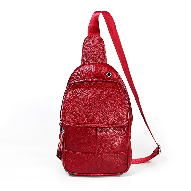 6023 Casual Litchi Texture Soft Face Full-grain Cowhide One Shoulder Crossbody Bag for Men, Red, Brown, Black, Coffee
