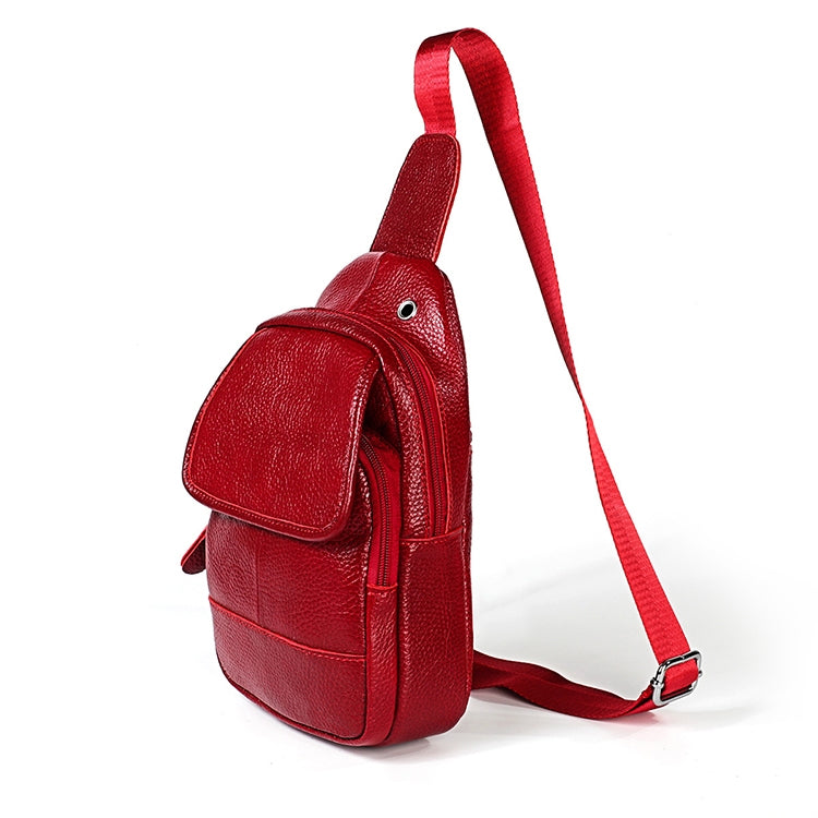 6023 Casual Litchi Texture Soft Face Full-grain Cowhide One Shoulder Crossbody Bag for Men, Red, Brown, Black, Coffee