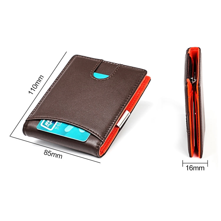 9606 Cowhide Leather Anti-magnetic RFID Multiple Card Slots Wallet for Men, with Zipper Bag, 9606 Black, 9606 Coffee