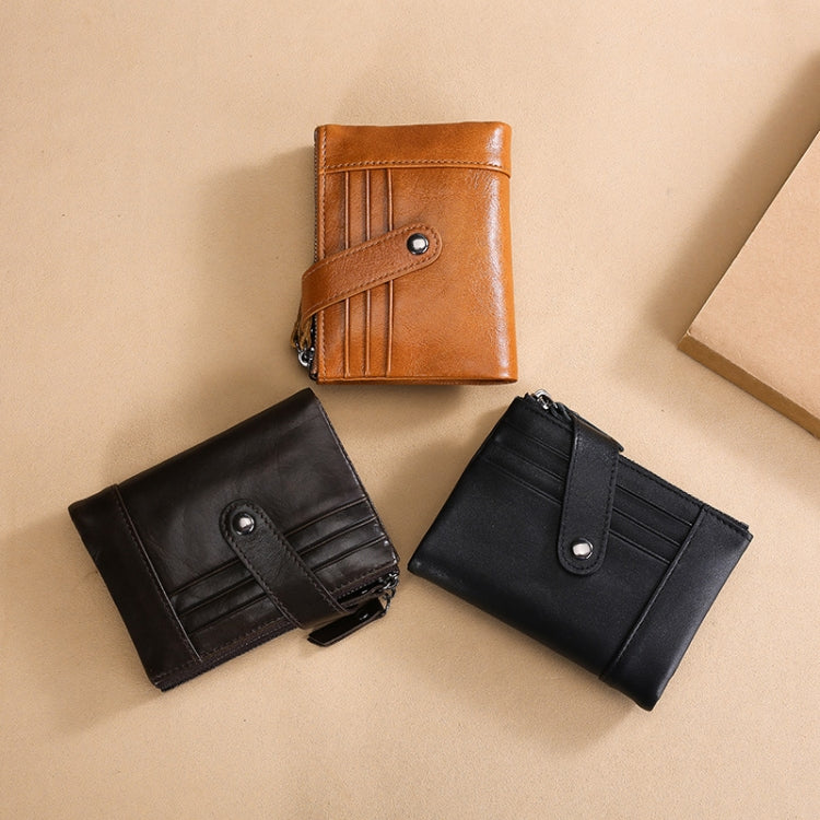 TP-196 Multi-functional Retro Cowhide Leather Multiple Card Slots Dual zipper RFID Wallet
