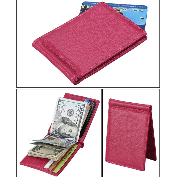 Cowhide Leather Litchi Texture Card Holder Wallet RFID Blocking Coin Purse Card Bag Protect Case with 6 Card Slots, Size: 110*82*8mm