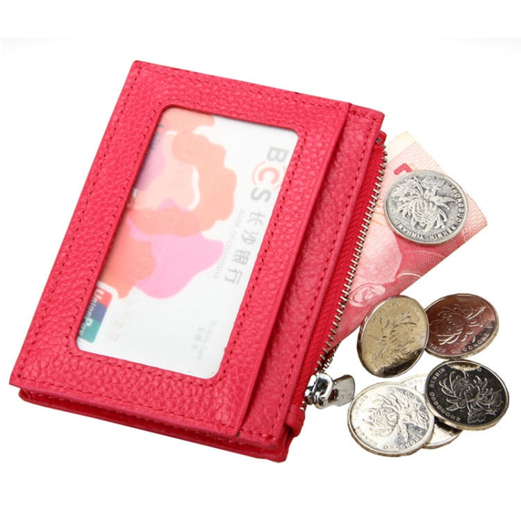 Cowhide Leather Solid Color Zipper Card Holder Wallet RFID Blocking Card Bag Protect Case Coin Purse, Size: 11*8*1.5cm