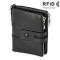 3529 Retro Crazy Horse Texture Double Zipper Anti-magnetic RFID Wallet for Man with Card Slots