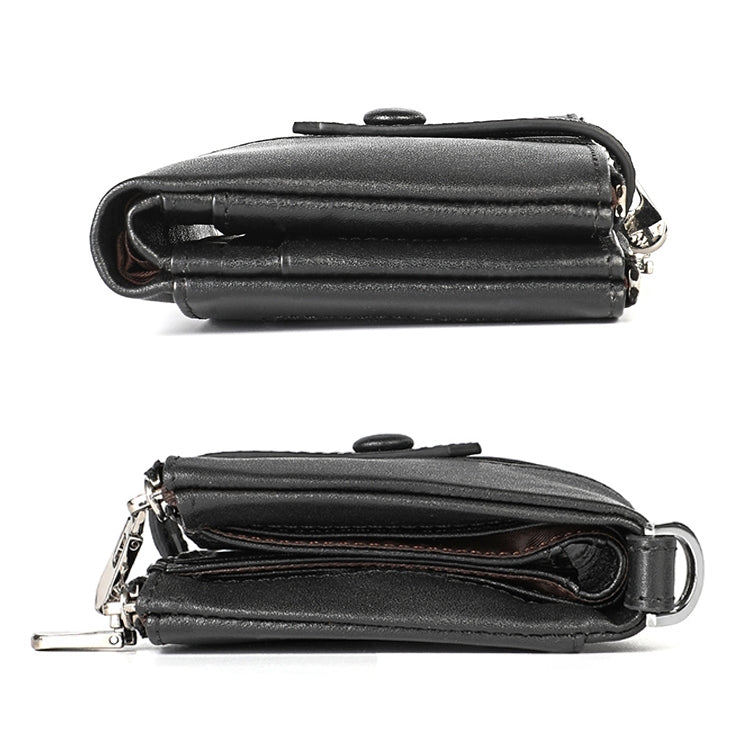 LT3529 Retro Crazy Horse Texture Double Zipper Anti-magnetic RFID Chain Wallet with Card Slots