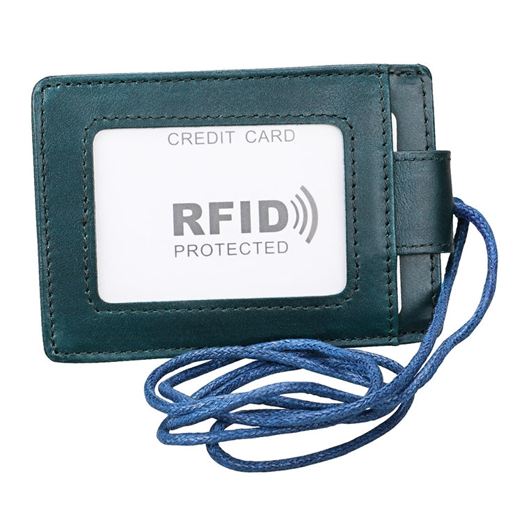 KB153 Antimagnetic RFID Leather Card Holder ID Card Badge with Lanyard