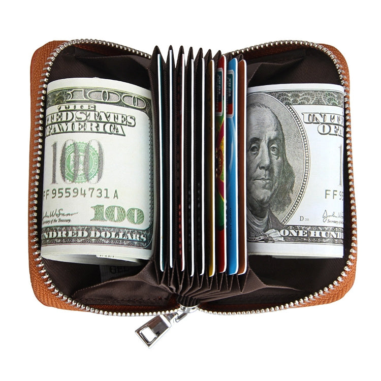 KB205 Antimagnetic RFID Litchi Texture Leather Zipper Large-capacity Card Holder Wallet