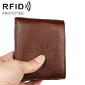 8018 Antimagnetic RFID Retro Fashion Crazy Horse Texture Leather Wallet for Men and Women, 8018
