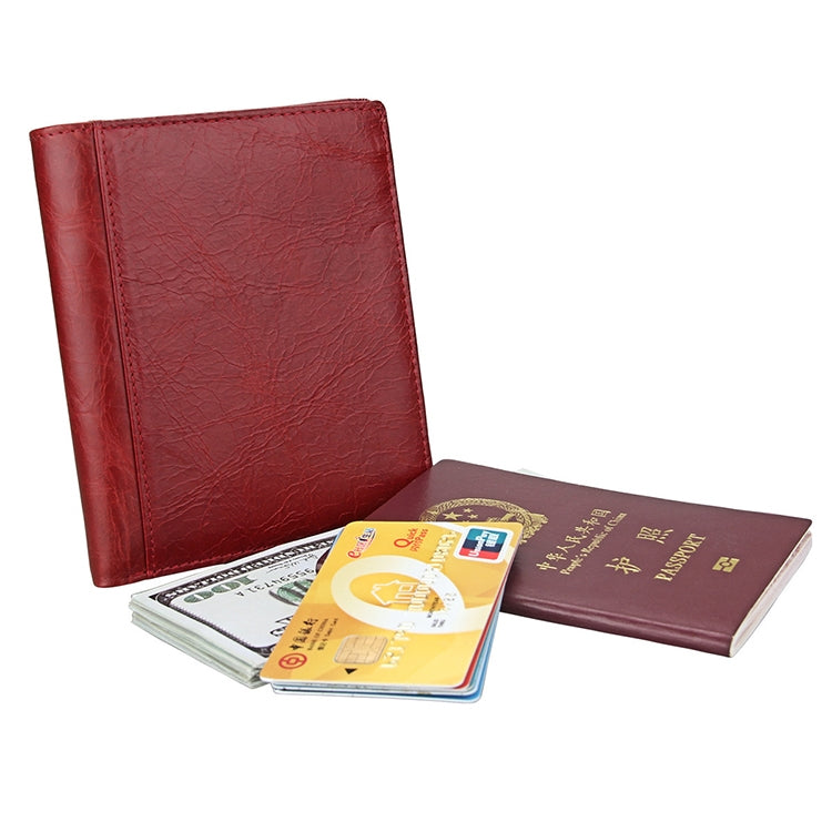 8235 Antimagnetic RFID Multi-function Crazy Horse Texture Leather Wallet Passport Bag