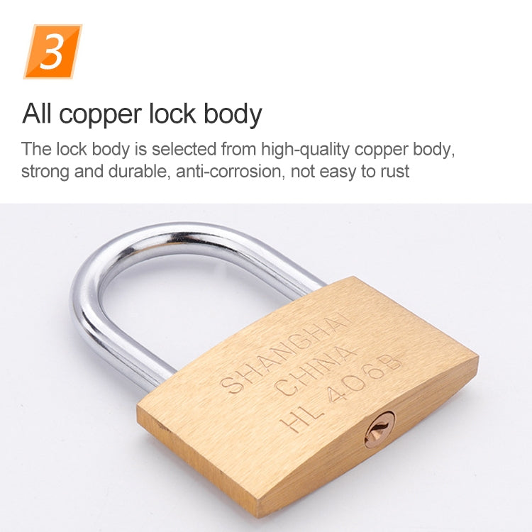 Copper Padlock Small Lock, Style: Long Lock Beam, 50mm Not Open, Long, 50mm Not Open