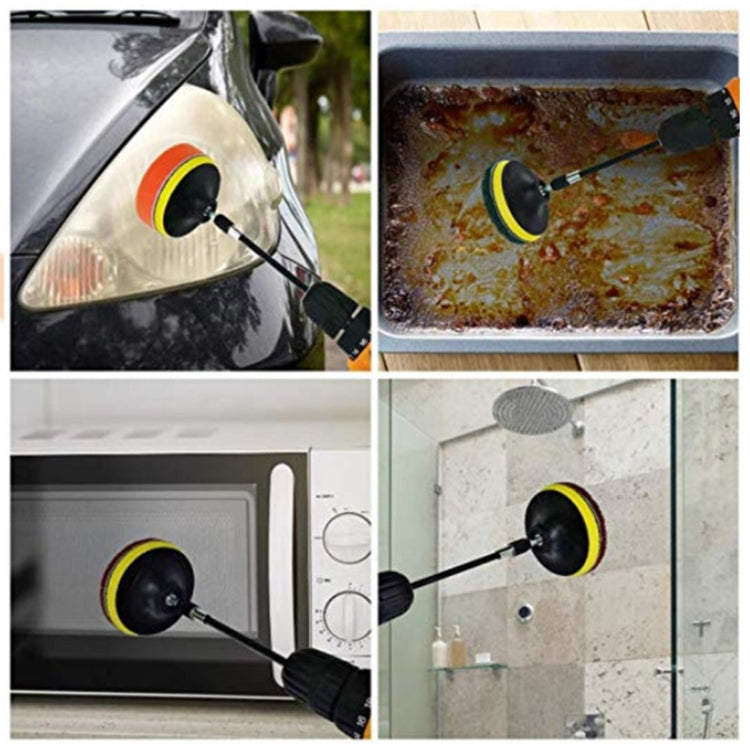13 in 1 4 inch Sponge Scouring Pad Floor Wall Window Glass Cleaning Descaling Electric Drill Brush Head Set, 13 in 1