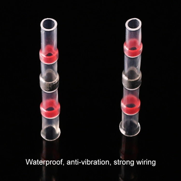 100 PCS AWG22-18 0.5-1.5mm Seal Heat Shrink Butt Wire Connectors Red Terminals Solder Sleeve, 0.5-1.5mm Red