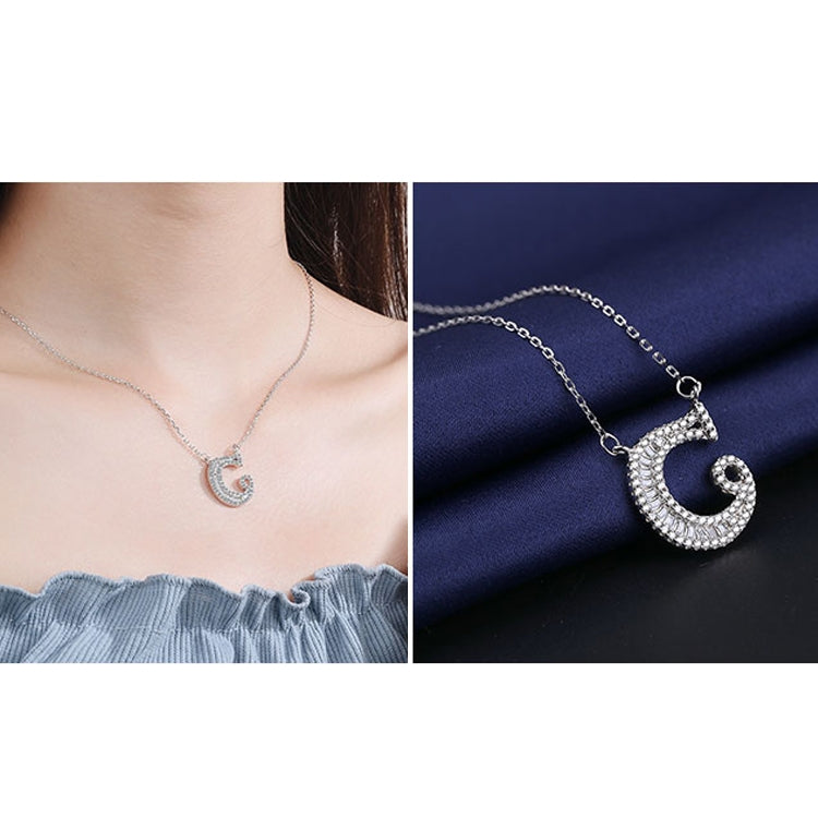 Women Fashion S925 Sterling Silver English Alphabet Pendant Necklace, A, B, C, D, E, F, G, H, I, J, K, L, M, N, O, P, Q, R, S, T, U, V, W, X, Y, Z