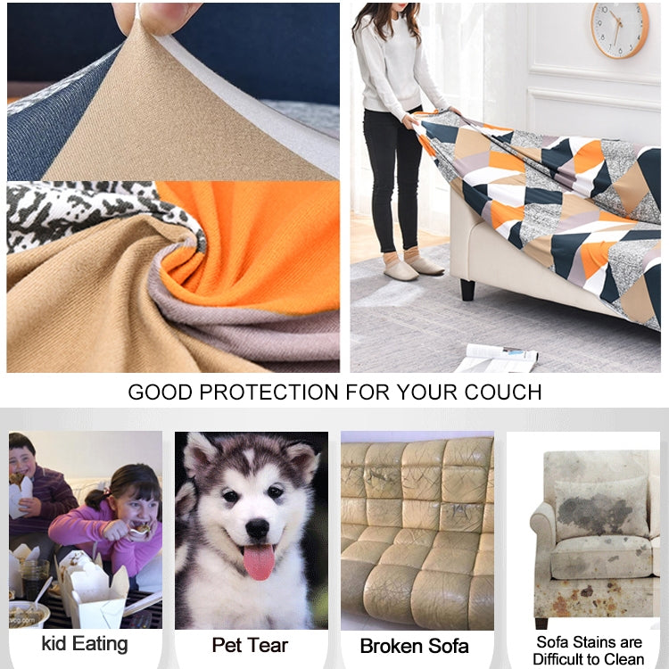 Double Seat Full Coverage Elastic Non-slip Sofa Cover, Geometric Orange, Geometric Blue, Geometric Green, Rubik Cube Purple, Golden Triangle, Charm, Beautiful, Fashion Black, Fashion Grey, Fashion Bean Paste, Flowers Bloom, Orchid, Classic Elements    ...