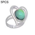 5 PCS Temperature Sensitive Discoloration Adjustable Open Ring, Heart Gem, Straw Hat Sun Shield, Big Starfish, Big Heart Gem, Dolphin Holding Ball, Guitar, Plum Blossom Gem, Clover, Four-leaf Clover, Four-leaf Flower Gems, Sun Gem, Little Dinosaur, Faw...