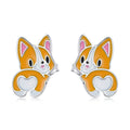 S925 Sterling Silver Cute Corgi Ear Studs Women Earrings, Cute Corgi