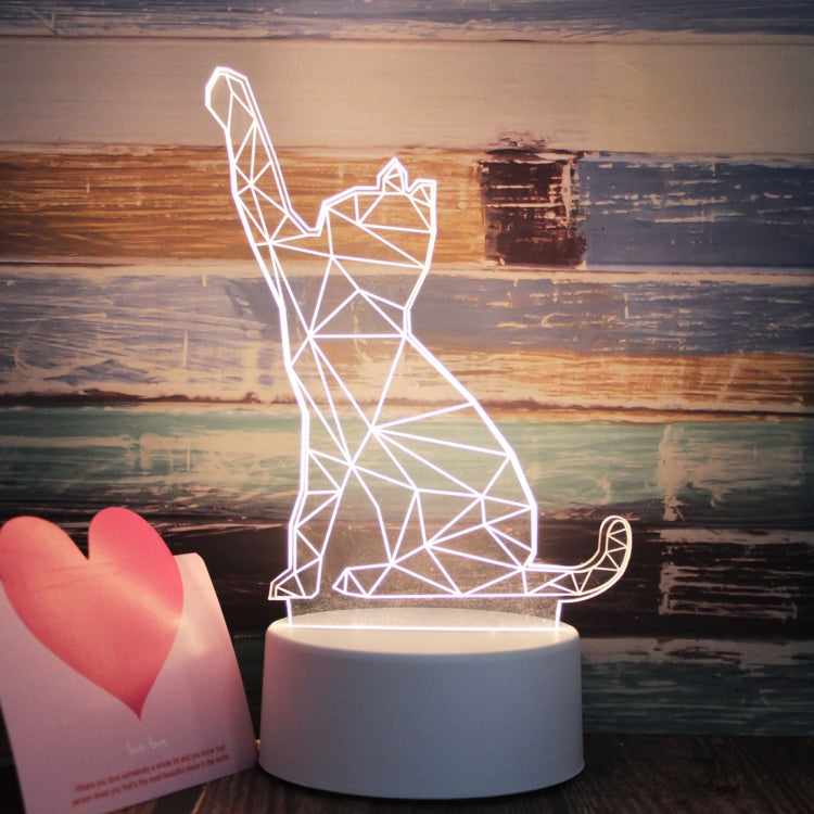 White Base Creative 3D Tricolor LED Decorative Night Light, Button USB Version, Cat, Iorn Tower, I Love You, Owl, Jellyfish, Love Balloon Bear, Castle in the Sky, Have You All the Way, Love Bear, Deer, Geometric Horse, Castle, Pig, Heart, Love Balloon ...