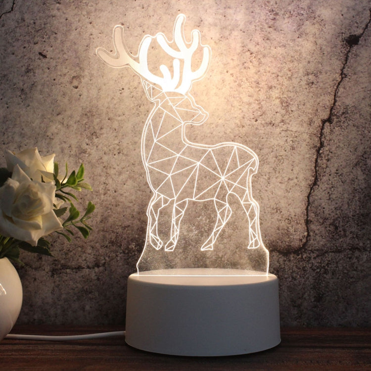 White Base Creative 3D Tricolor LED Decorative Night Light, Button USB Version, Cat, Iorn Tower, I Love You, Owl, Jellyfish, Love Balloon Bear, Castle in the Sky, Have You All the Way, Love Bear, Deer, Geometric Horse, Castle, Pig, Heart, Love Balloon ...
