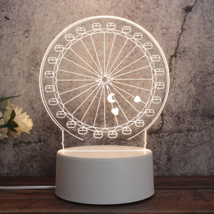 White Base Creative 3D Tricolor LED Decorative Night Light, Button USB Version, Cat, Iorn Tower, I Love You, Owl, Jellyfish, Love Balloon Bear, Castle in the Sky, Have You All the Way, Love Bear, Deer, Geometric Horse, Castle, Pig, Heart, Love Balloon ...