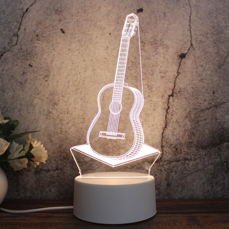 White Base Creative 3D Tricolor LED Decorative Night Light, Button USB Version, Cat, Iorn Tower, I Love You, Owl, Jellyfish, Love Balloon Bear, Castle in the Sky, Have You All the Way, Love Bear, Deer, Geometric Horse, Castle, Pig, Heart, Love Balloon ...