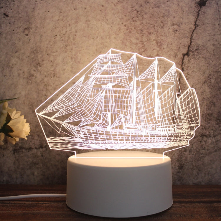 White Base Creative 3D Tricolor LED Decorative Night Light, Button USB Version, Cat, Iorn Tower, I Love You, Owl, Jellyfish, Love Balloon Bear, Castle in the Sky, Have You All the Way, Love Bear, Deer, Geometric Horse, Castle, Pig, Heart, Love Balloon ...