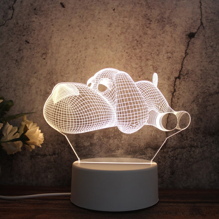 White Base Creative 3D Tricolor LED Decorative Night Light, Button USB Version, Cat, Iorn Tower, I Love You, Owl, Jellyfish, Love Balloon Bear, Castle in the Sky, Have You All the Way, Love Bear, Deer, Geometric Horse, Castle, Pig, Heart, Love Balloon ...