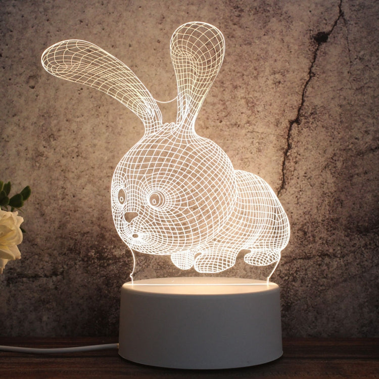 White Base Creative 3D Tricolor LED Decorative Night Light, Button USB Version, Cat, Iorn Tower, I Love You, Owl, Jellyfish, Love Balloon Bear, Castle in the Sky, Have You All the Way, Love Bear, Deer, Geometric Horse, Castle, Pig, Heart, Love Balloon ...