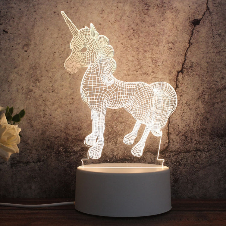 White Base Creative 3D Tricolor LED Decorative Night Light, Button USB Version, Cat, Iorn Tower, I Love You, Owl, Jellyfish, Love Balloon Bear, Castle in the Sky, Have You All the Way, Love Bear, Deer, Geometric Horse, Castle, Pig, Heart, Love Balloon ...