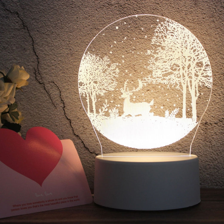 White Base Creative 3D Tricolor LED Decorative Night Light, Button USB Version, Cat, Iorn Tower, I Love You, Owl, Jellyfish, Love Balloon Bear, Castle in the Sky, Have You All the Way, Love Bear, Deer, Geometric Horse, Castle, Pig, Heart, Love Balloon ...
