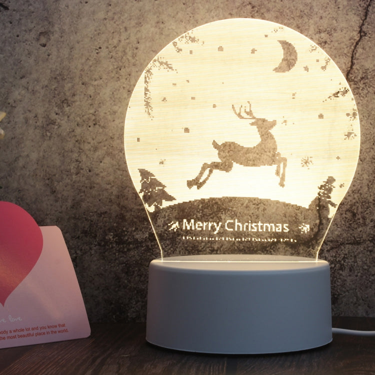 White Base Creative 3D Tricolor LED Decorative Night Light, Button USB Version, Cat, Iorn Tower, I Love You, Owl, Jellyfish, Love Balloon Bear, Castle in the Sky, Have You All the Way, Love Bear, Deer, Geometric Horse, Castle, Pig, Heart, Love Balloon ...