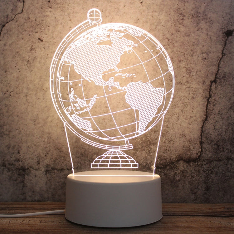White Base Creative 3D Tricolor LED Decorative Night Light, Button USB Version, Cat, Iorn Tower, I Love You, Owl, Jellyfish, Love Balloon Bear, Castle in the Sky, Have You All the Way, Love Bear, Deer, Geometric Horse, Castle, Pig, Heart, Love Balloon ...