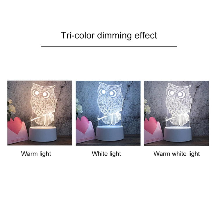 White Base Creative 3D Tricolor LED Decorative Night Light, Button Plug Version, Cat, Iorn Tower, I Love You, Plain Sailing, Owl, Jellyfish, Love Balloon Bear, Castle in the Sky, Have You All the Way, Love Bear, Deer, Geometric Horse, Castle, Pig, Hear...