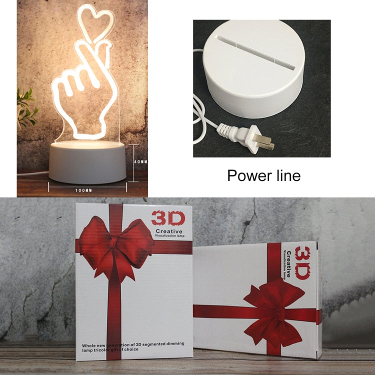 White Base Creative 3D Tricolor LED Decorative Night Light, Button Plug Version, Cat, Iorn Tower, I Love You, Plain Sailing, Owl, Jellyfish, Love Balloon Bear, Castle in the Sky, Have You All the Way, Love Bear, Deer, Geometric Horse, Castle, Pig, Hear...