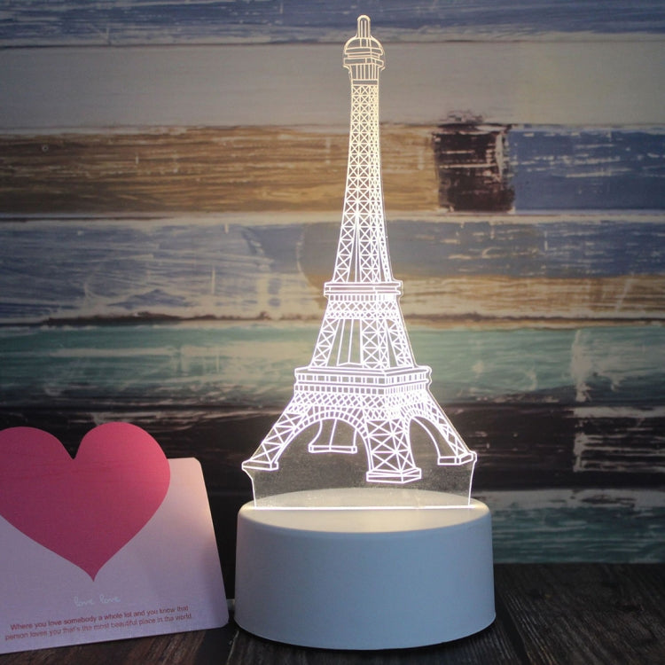 White Base Creative 3D Tricolor LED Decorative Night Light, Button Plug Version, Cat, Iorn Tower, I Love You, Plain Sailing, Owl, Jellyfish, Love Balloon Bear, Castle in the Sky, Have You All the Way, Love Bear, Deer, Geometric Horse, Castle, Pig, Hear...