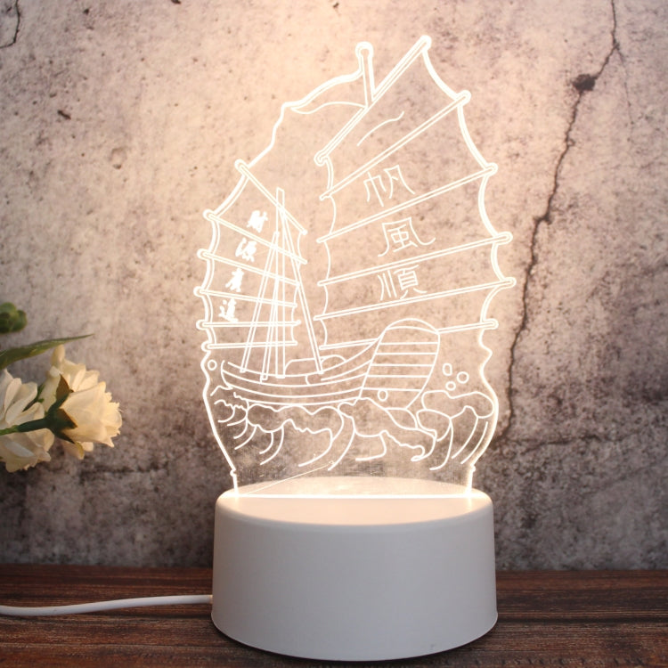 White Base Creative 3D Tricolor LED Decorative Night Light, Button Plug Version, Cat, Iorn Tower, I Love You, Plain Sailing, Owl, Jellyfish, Love Balloon Bear, Castle in the Sky, Have You All the Way, Love Bear, Deer, Geometric Horse, Castle, Pig, Hear...