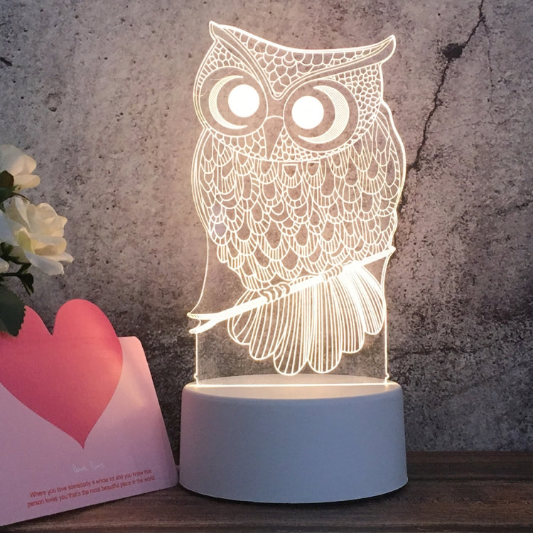 White Base Creative 3D Tricolor LED Decorative Night Light, Button Plug Version, Cat, Iorn Tower, I Love You, Plain Sailing, Owl, Jellyfish, Love Balloon Bear, Castle in the Sky, Have You All the Way, Love Bear, Deer, Geometric Horse, Castle, Pig, Hear...