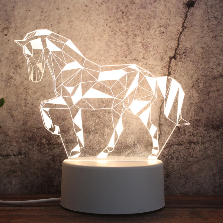 White Base Creative 3D Tricolor LED Decorative Night Light, Button Plug Version, Cat, Iorn Tower, I Love You, Plain Sailing, Owl, Jellyfish, Love Balloon Bear, Castle in the Sky, Have You All the Way, Love Bear, Deer, Geometric Horse, Castle, Pig, Hear...