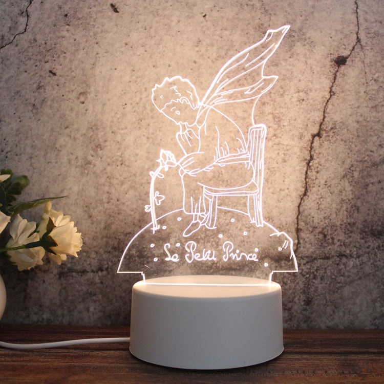 White Base Creative 3D Tricolor LED Decorative Night Light, Button Plug Version, Cat, Iorn Tower, I Love You, Plain Sailing, Owl, Jellyfish, Love Balloon Bear, Castle in the Sky, Have You All the Way, Love Bear, Deer, Geometric Horse, Castle, Pig, Hear...