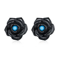 S925 Sterling Silver Black Rose Ear Stud Women Earrings, Black Rose