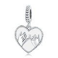 S925 Sterling Silver Silver Heart Hand In Hand Pendant DIY Bracelet Necklace Accessories, Hand In Hand