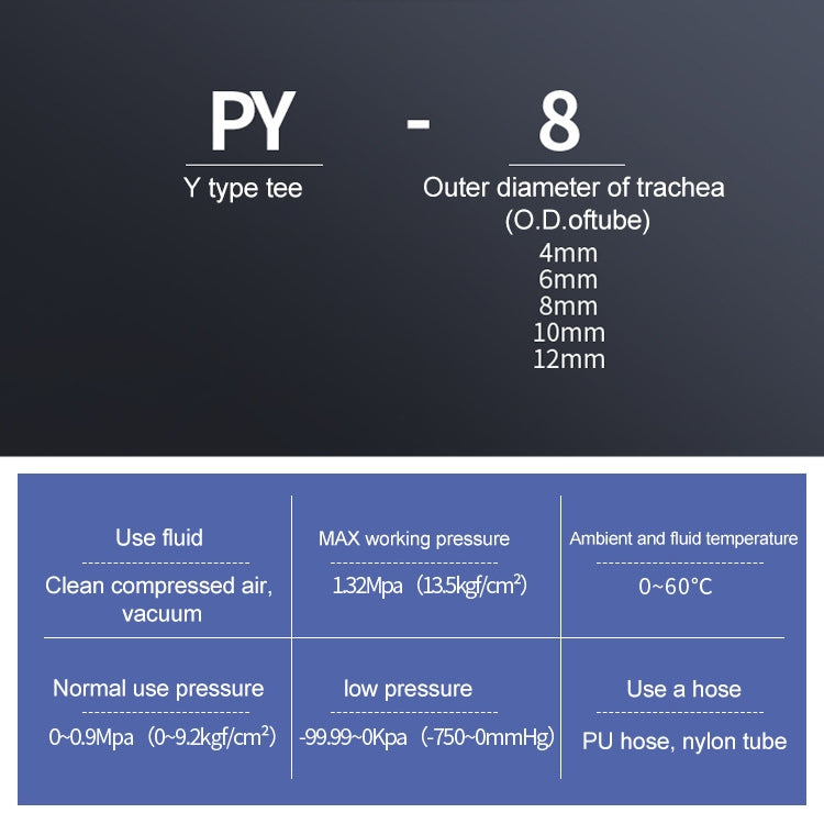 PY-14 LAIZE 2pcs Plastic Y-type Tee Reducing Pneumatic Quick Fitting Connector, PY-4 (10pcs), PY-6 (10pcs), PY-8 (10pcs), PY-10 (10pcs), PY-12 (10pcs), PY-14 (2pcs), PY-16 (2pcs)