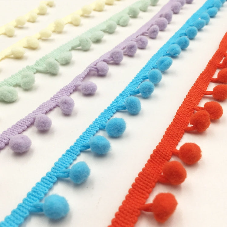 20 Yards Pompom Lace Ribbon Fur Ball Trim For Craft DIY Curtain Home Decorative Clothes Sewing Accessories, 1CM
