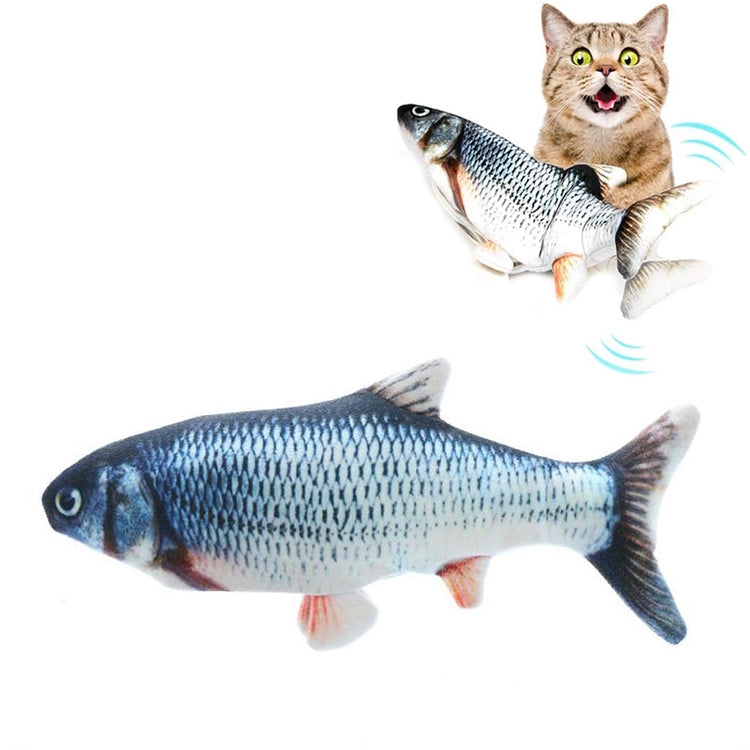 USB Charging Pet Simulation Fish Electric Cat Interactive Toy, Size：30cn, Size: 30cm (Black Grass Carp), Size: 30cm (Salmon), Size: 30cm (Yellow Carp), Size: 30cm (Silver Dragon Fish), Size: 30cm (Clownfish), Size: 30cm (Golden Dragon)                 ...