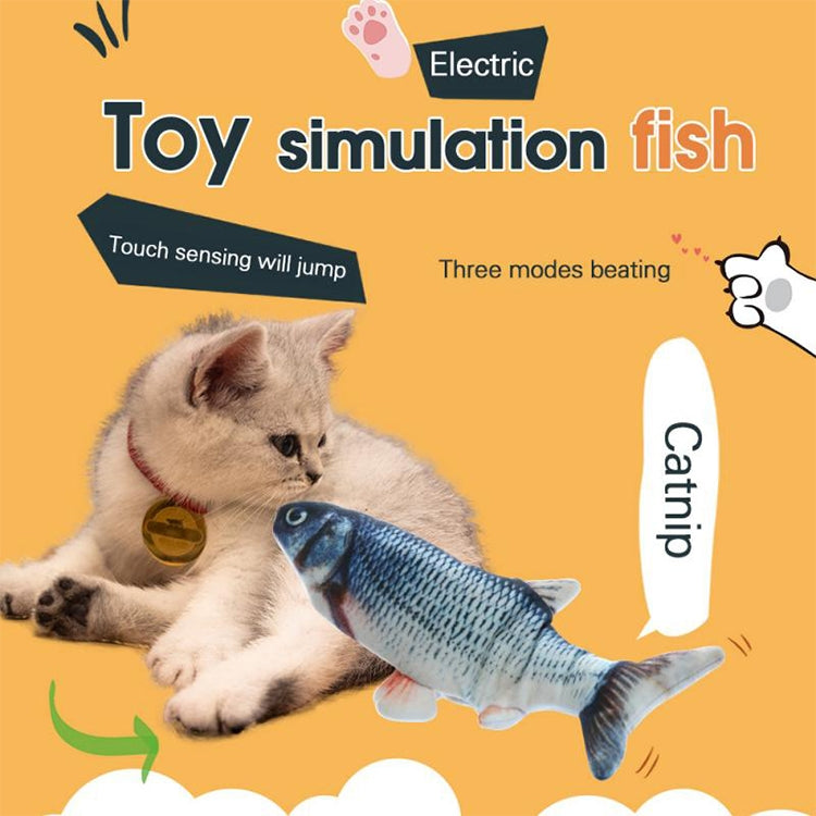 USB Charging Pet Simulation Fish Electric Cat Interactive Toy, Size：30cn, Size: 30cm (Black Grass Carp), Size: 30cm (Salmon), Size: 30cm (Yellow Carp), Size: 30cm (Silver Dragon Fish), Size: 30cm (Clownfish), Size: 30cm (Golden Dragon)                 ...