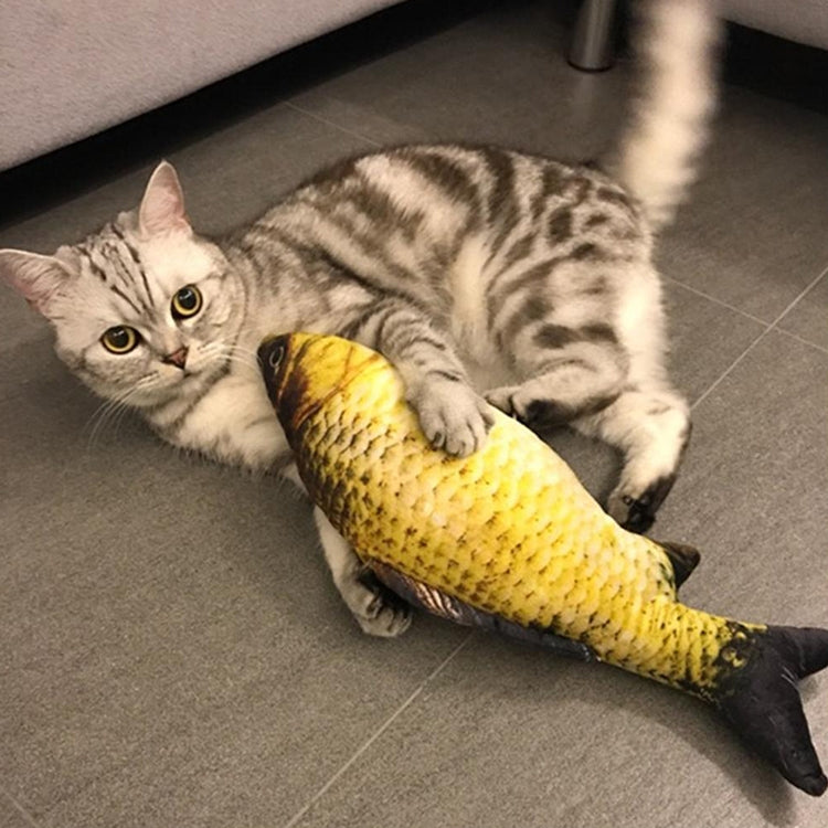 USB Charging Pet Simulation Fish Electric Cat Interactive Toy, Size：30cn, Size: 30cm (Black Grass Carp), Size: 30cm (Salmon), Size: 30cm (Yellow Carp), Size: 30cm (Silver Dragon Fish), Size: 30cm (Clownfish), Size: 30cm (Golden Dragon)                 ...