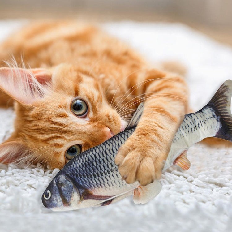 USB Charging Pet Simulation Fish Electric Cat Interactive Toy, Size：30cn, Size: 30cm (Black Grass Carp), Size: 30cm (Salmon), Size: 30cm (Yellow Carp), Size: 30cm (Silver Dragon Fish), Size: 30cm (Clownfish), Size: 30cm (Golden Dragon)                 ...