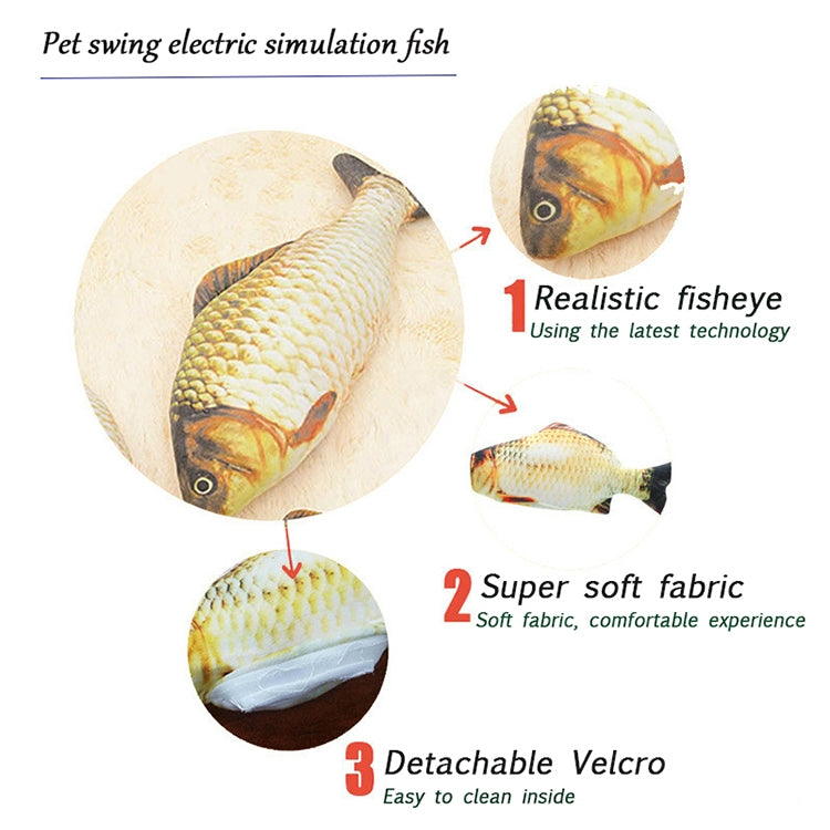 USB Charging Pet Simulation Fish Electric Cat Interactive Toy, Size：30cn, Size: 30cm (Black Grass Carp), Size: 30cm (Salmon), Size: 30cm (Yellow Carp), Size: 30cm (Silver Dragon Fish), Size: 30cm (Clownfish), Size: 30cm (Golden Dragon)                 ...