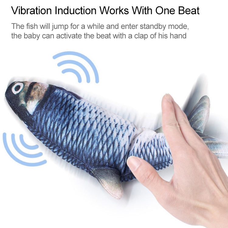 USB Charging Pet Simulation Fish Electric Cat Interactive Toy, Size：30cn, Size: 30cm (Black Grass Carp), Size: 30cm (Salmon), Size: 30cm (Yellow Carp), Size: 30cm (Silver Dragon Fish), Size: 30cm (Clownfish), Size: 30cm (Golden Dragon)                 ...